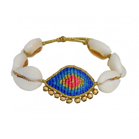 Handmade bracelet evil eye macrame gold-blackVR00661