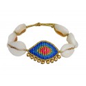 Handmade bracelet evil eye macrame natural shells VR00671