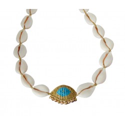 Bohemian necklace macrame evil eye shells VR00558