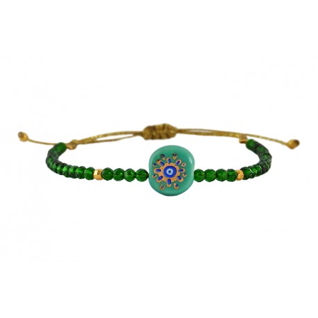 Βραχιόλι boho eye light green-gold-green VR00693