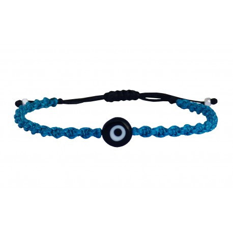 Ανδρικό χειροποίητο βραχιόλι Μάτι μακραμέ turquoise VRA00737