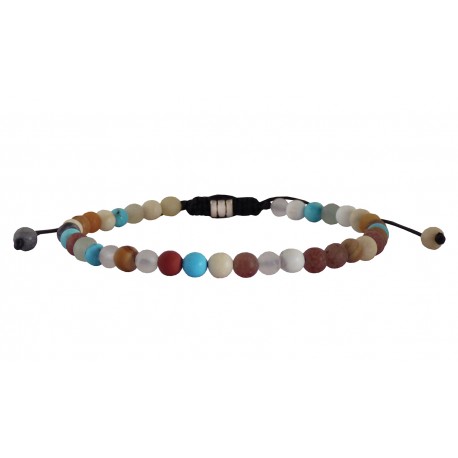 Ανδρικό χειροποίητο βραχιόλι Agate multi 4mm VRA00749