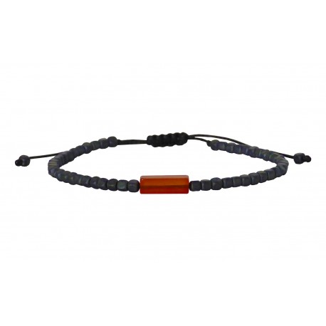 Ανδρικό βραχιόλι hematite cubes - carnelian VRA00756