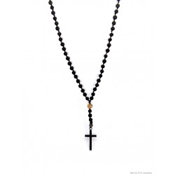 Ανδρικό Κολιέ Lava black/Jasper picture/inox cross