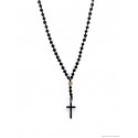 Ανδρικό Κολιέ Lava black/Jasper picture/inox cross