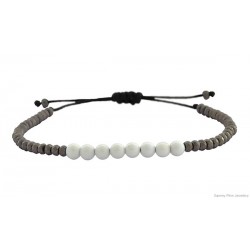 Bracelet Hematite & Onyx white VR00503