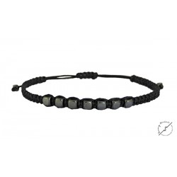 Ανδρικό βραχιόλι macrame hematite cube  VRA00359