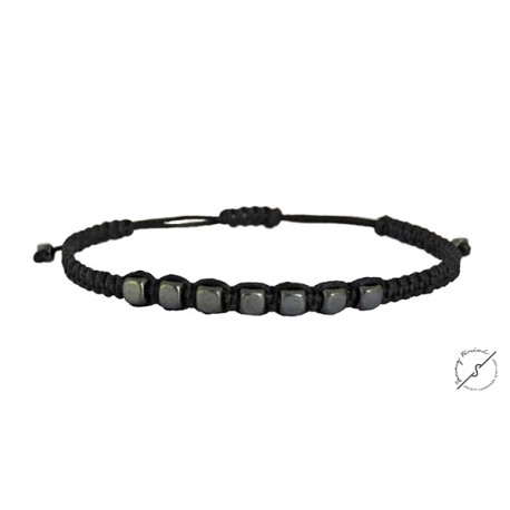 Ανδρικό βραχιόλι macrame hematite cube  VRA00359