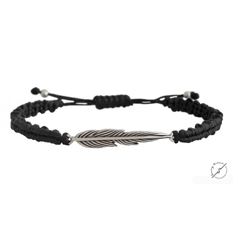 Bracelet Leaf  macrame black  VRA00367
