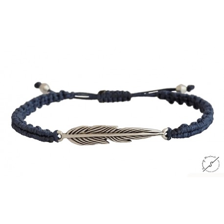 Ανδρικό βραχιόλι Leaf  macrame black VRA00367