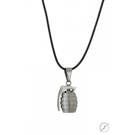 Ανδρικό μενταγιόν Ατσάλινο χειροβομβίδα μαύρη KLA0048