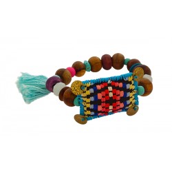 Βραχιόλι  wooden beads turquoise  VR00411
